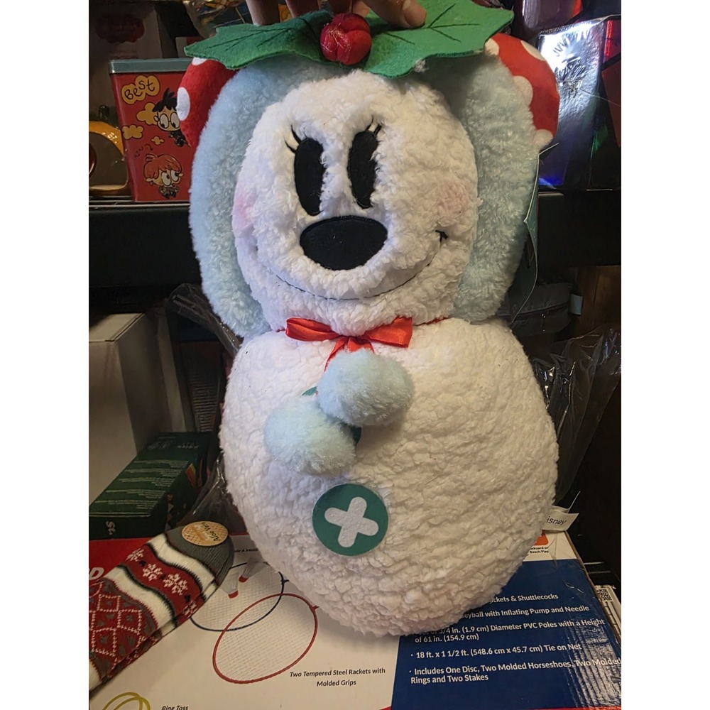 NEW!  Disney Minnie Mouse Greeter Door Porch Holiday Christmas Sherpa‎ Snowman